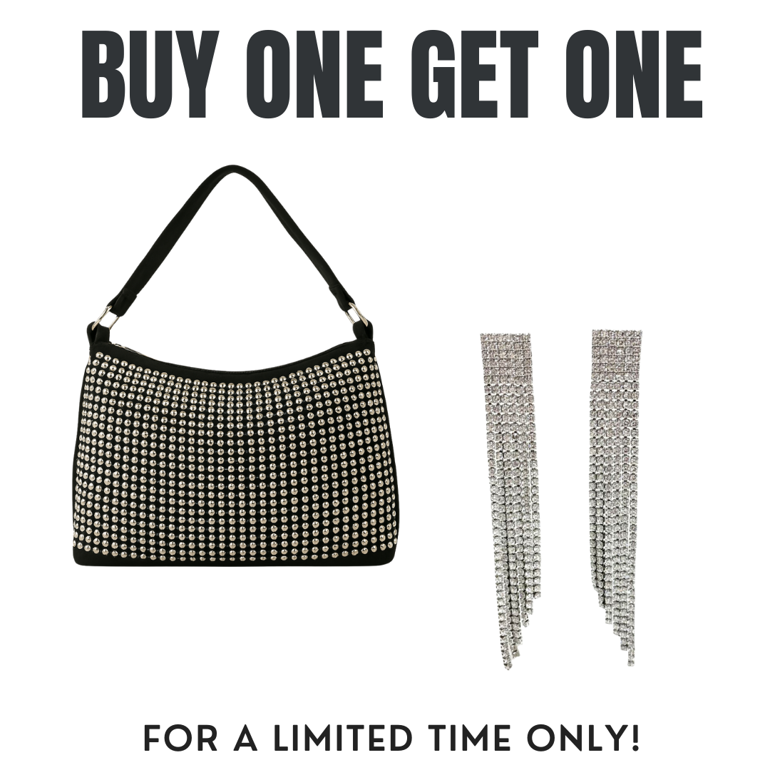Buy 1 Lunci Rhinestone Handbag Get 1 Zari Designer Earrings FREE!