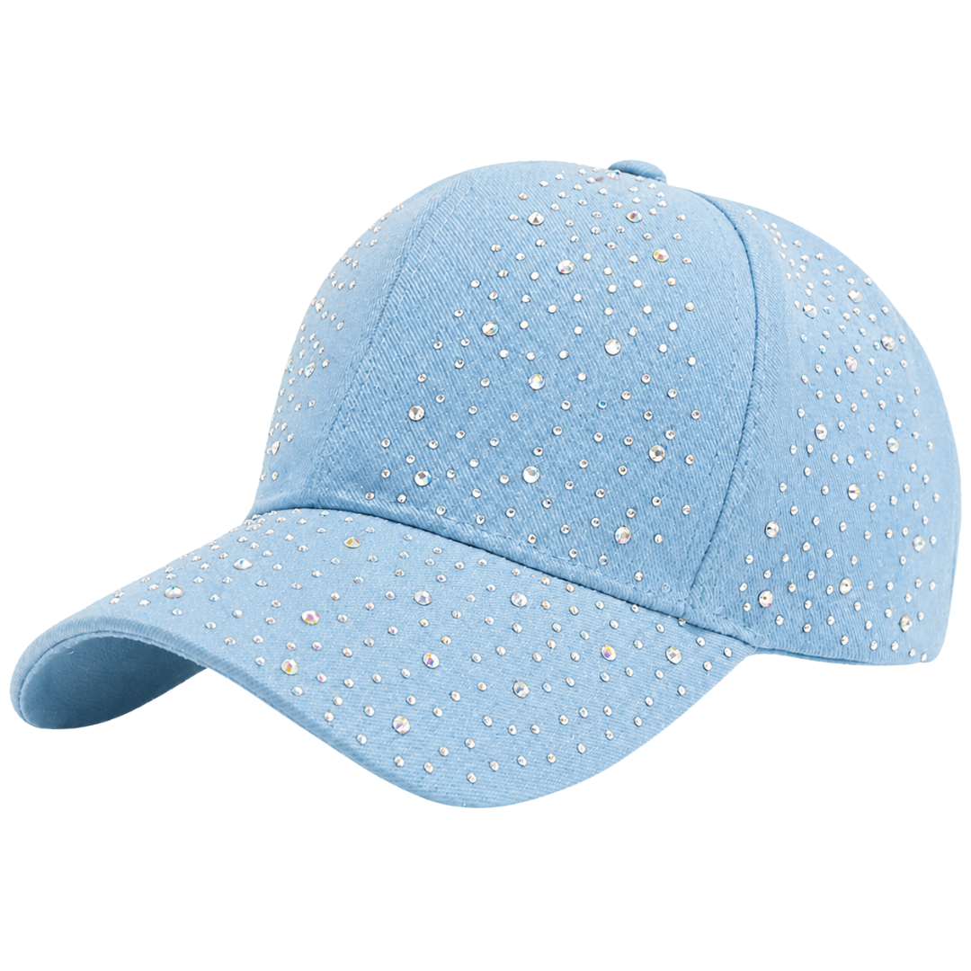 Ebony Crystal Hat in Light Blue