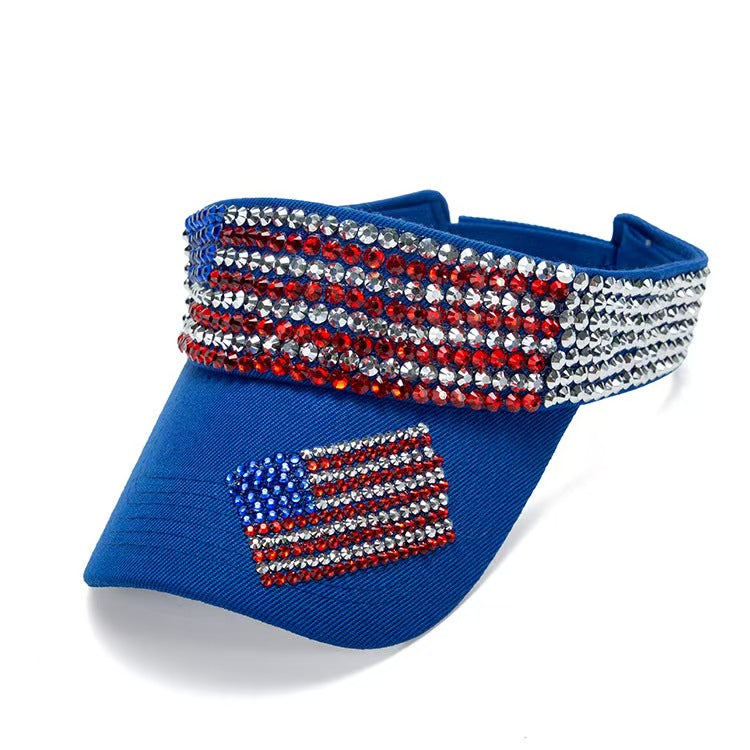 American Flag Crystal Visor in Blue