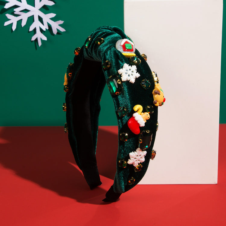 Delin Christmas Designer Headband in Dark Green