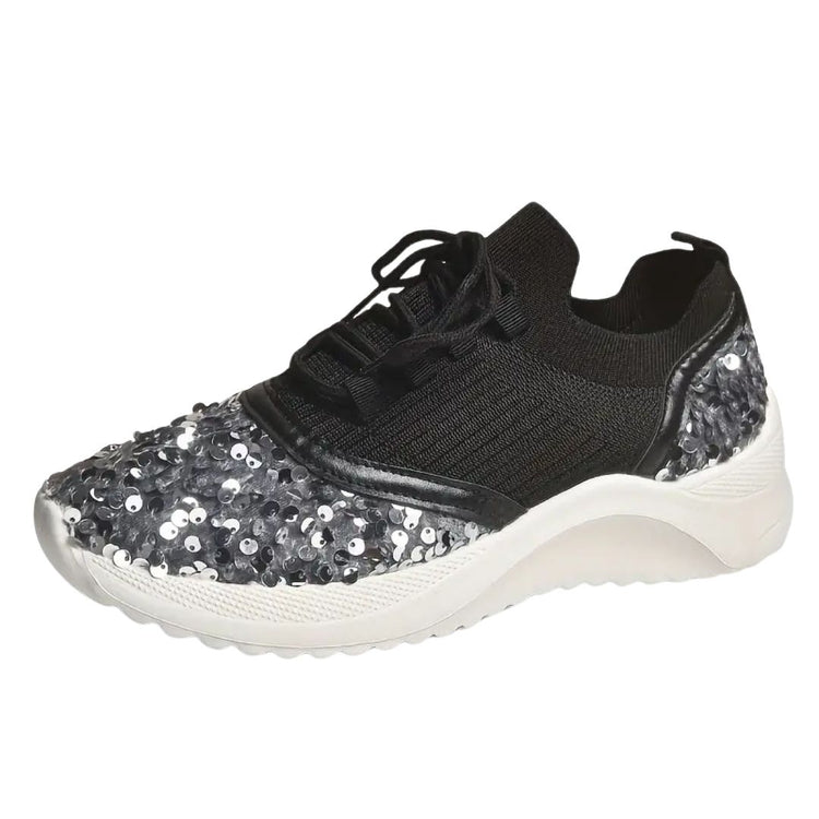 Maia Sequined Sports Shoes in Black