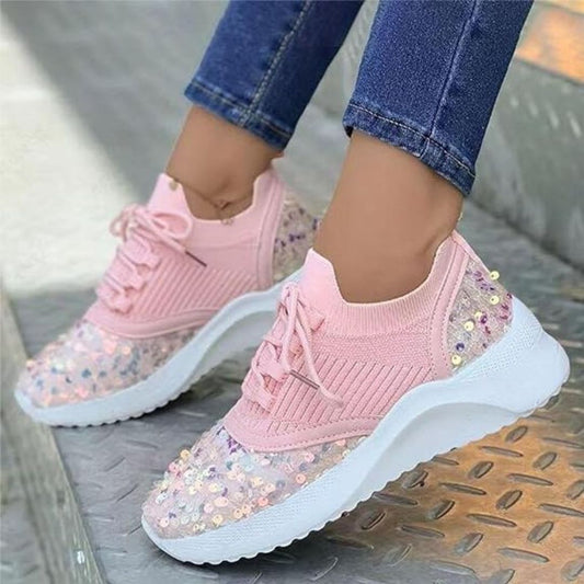 Maia Sequined Sports Shoes in Pink