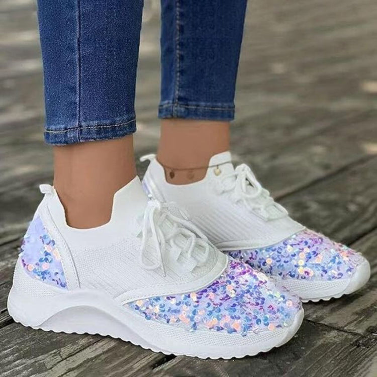 Maia Sequined Sports Shoes in White