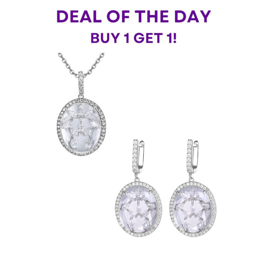 ** BUY 1 GET 1 FREE! ** Buy 1 Bridget Clear Stone with CZ Backing Pendant and Get 1 Bridget Clear Stone with CZ Backing Earrings FREE!