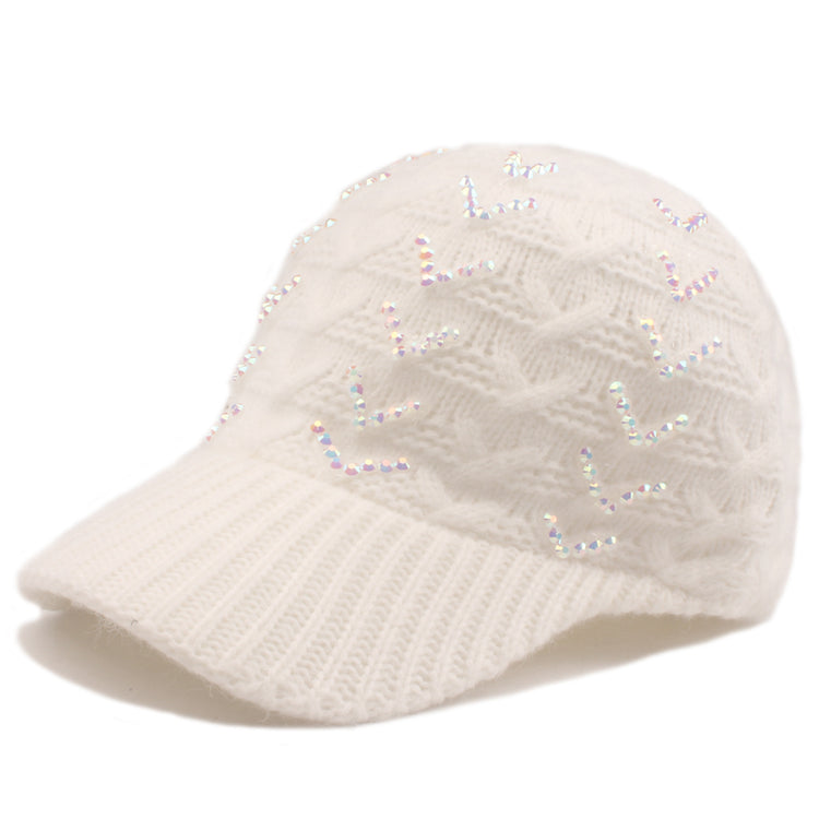 Elsa Winter Baseball Hat with AB Crystals in White