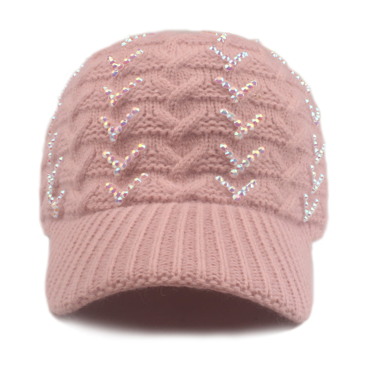 Elsa Winter Baseball Hat with AB Crystals in Pink