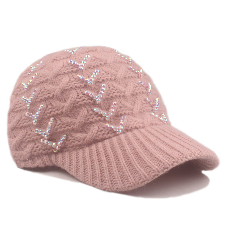 Elsa Winter Baseball Hat with AB Crystals in Pink