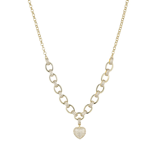 Adalyn Heart Shape Necklace in Gold with Cubic Zirconia