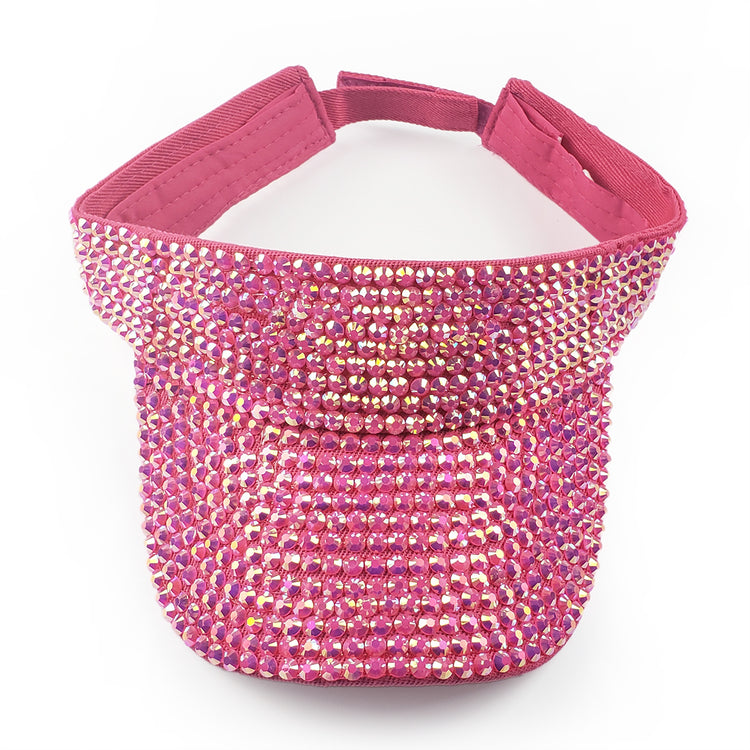 Victoria Visor in Bright Pink with AB Crystals