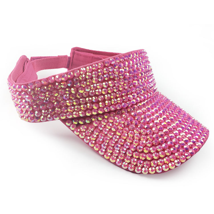 Victoria Visor in Bright Pink with AB Crystals