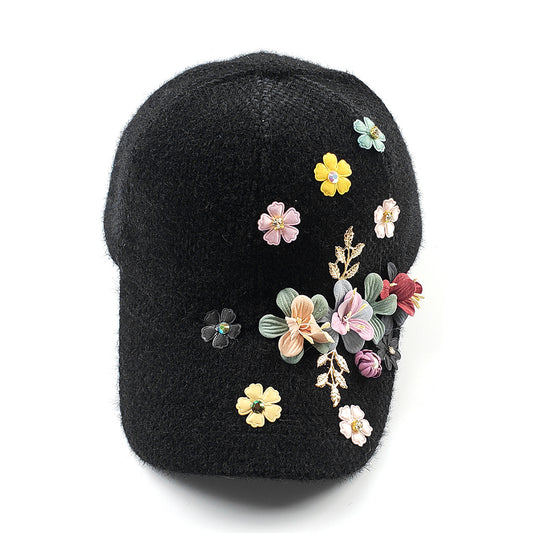 Fleur Winter Baseball Hat in Black