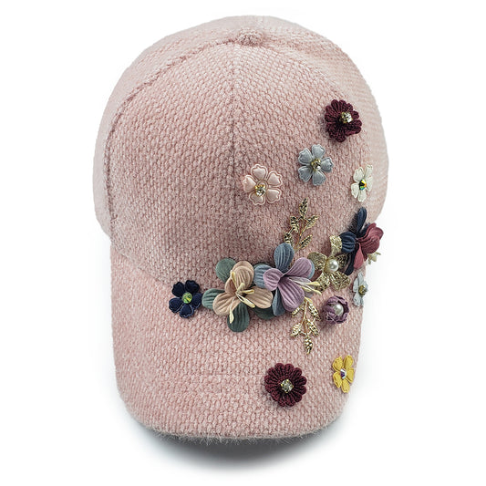 Fleur Winter Baseball Hat in Pink