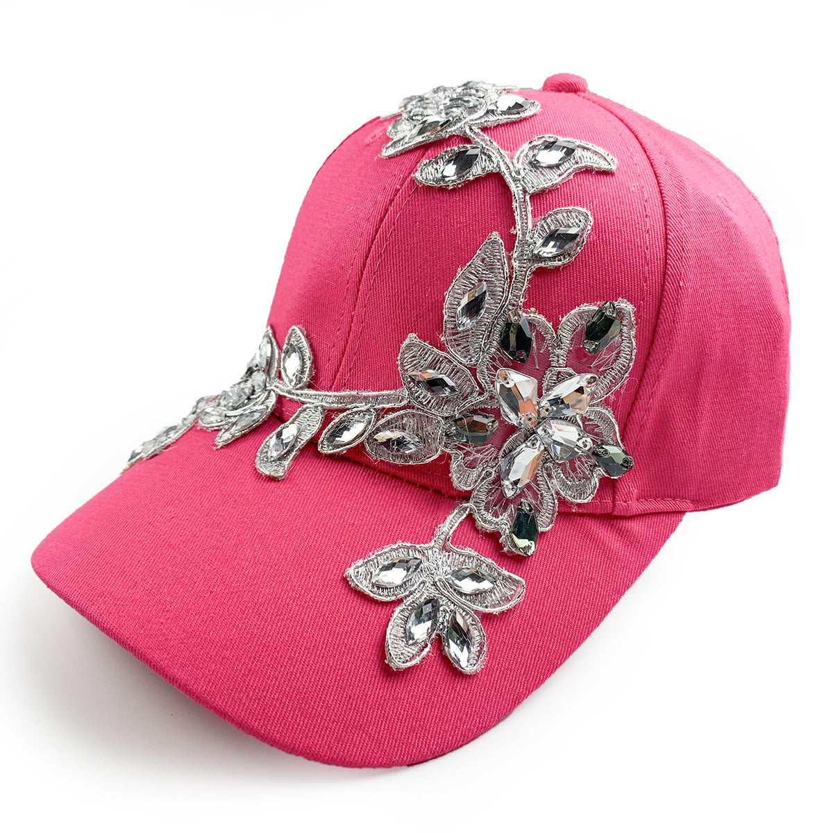 Flora Rhinestone Hat in Dark Pink