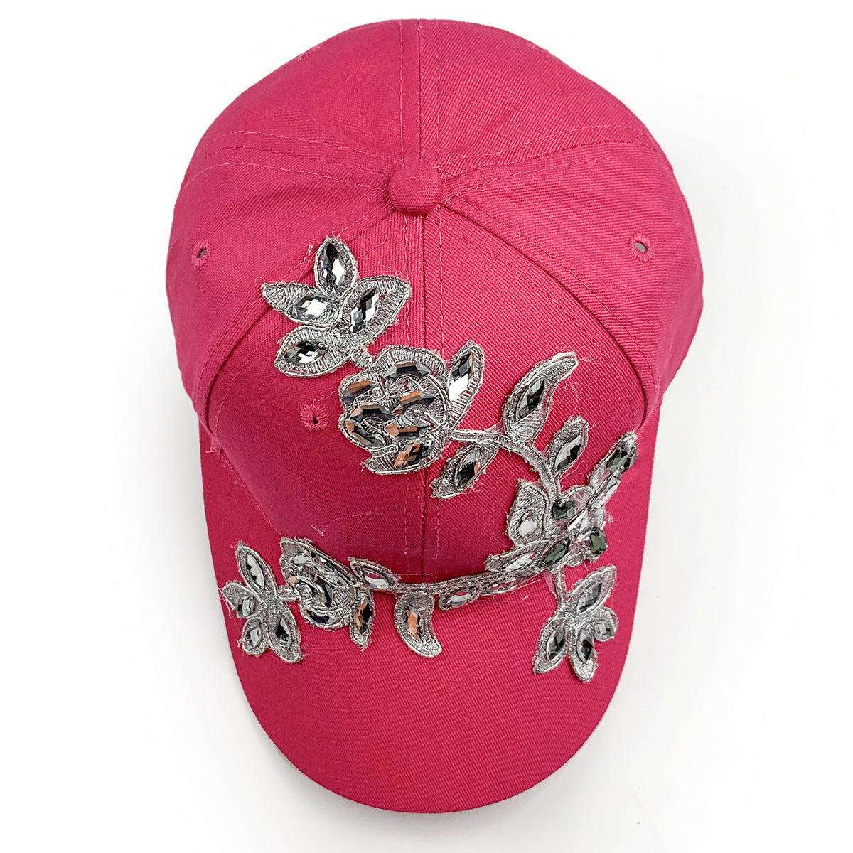 Flora Rhinestone Hat in Dark Pink