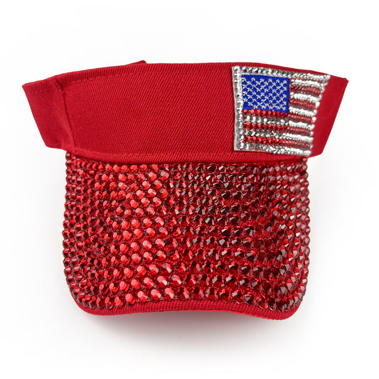 Strass-Visier mit amerikanischer Flagge in Rot