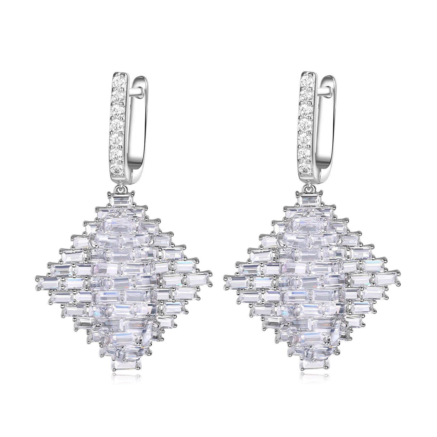 Audrey White Stone & Baguette CZ Earrings