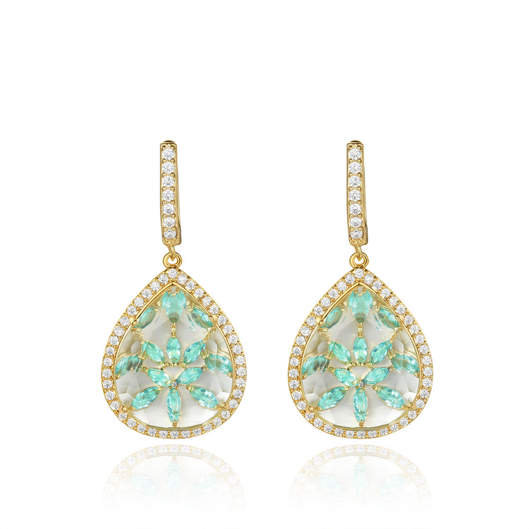 Calista Gold Clear Stone with Blue CZ Backing Earrings