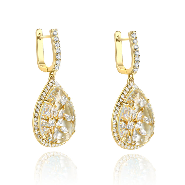 Calista Gold Clear Stone with CZ Backing Earrings