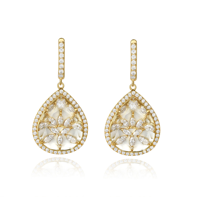 Calista Gold Clear Stone with CZ Backing Earrings