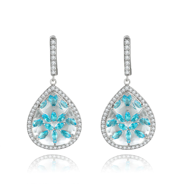 Calista Clear Stone with Blue CZ Backing Earrings