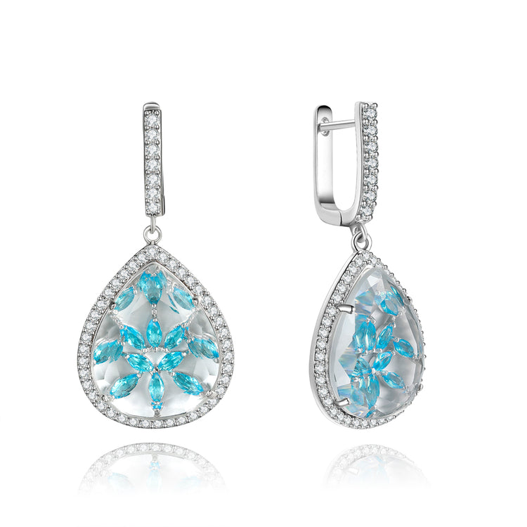 Calista Clear Stone with Blue CZ Backing Earrings
