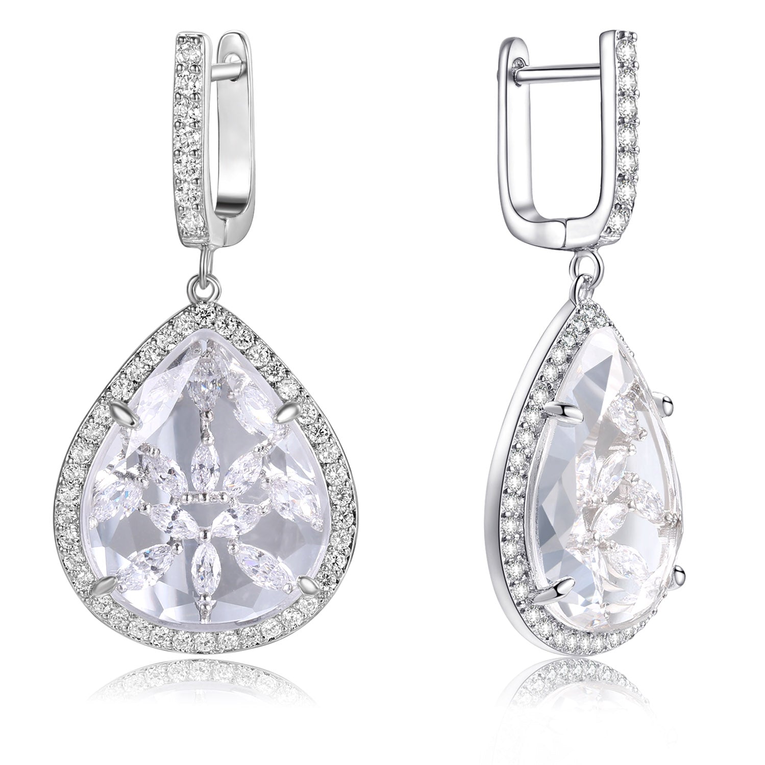 Calista Clear Stone with CZ Backing Earrings