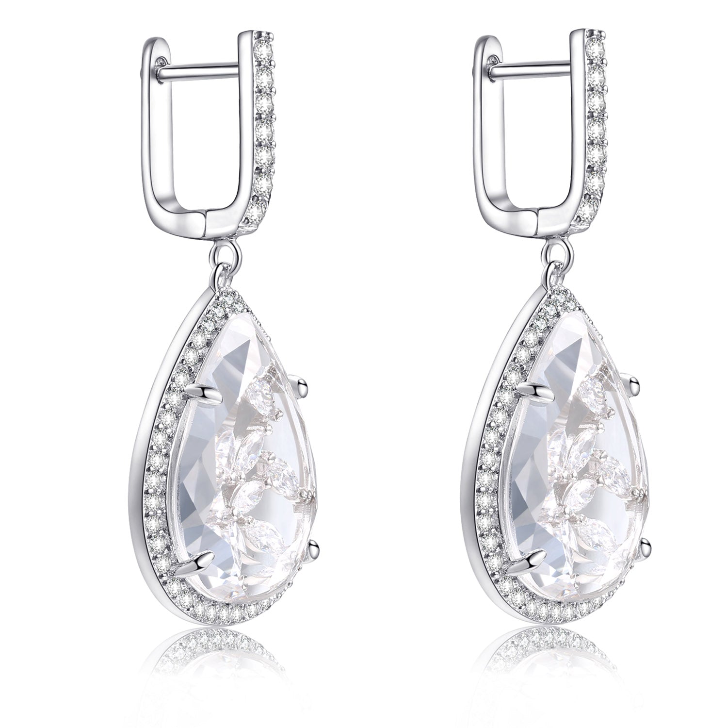 Calista Clear Stone with CZ Backing Earrings