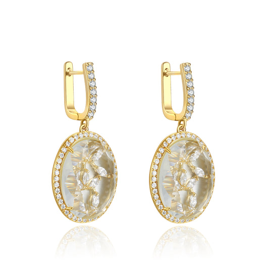 Bridget Gold Clear Stone with CZ Backing Earrings