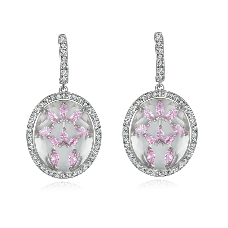 Bridget Clear Stone with Pink CZ Backing Earrings