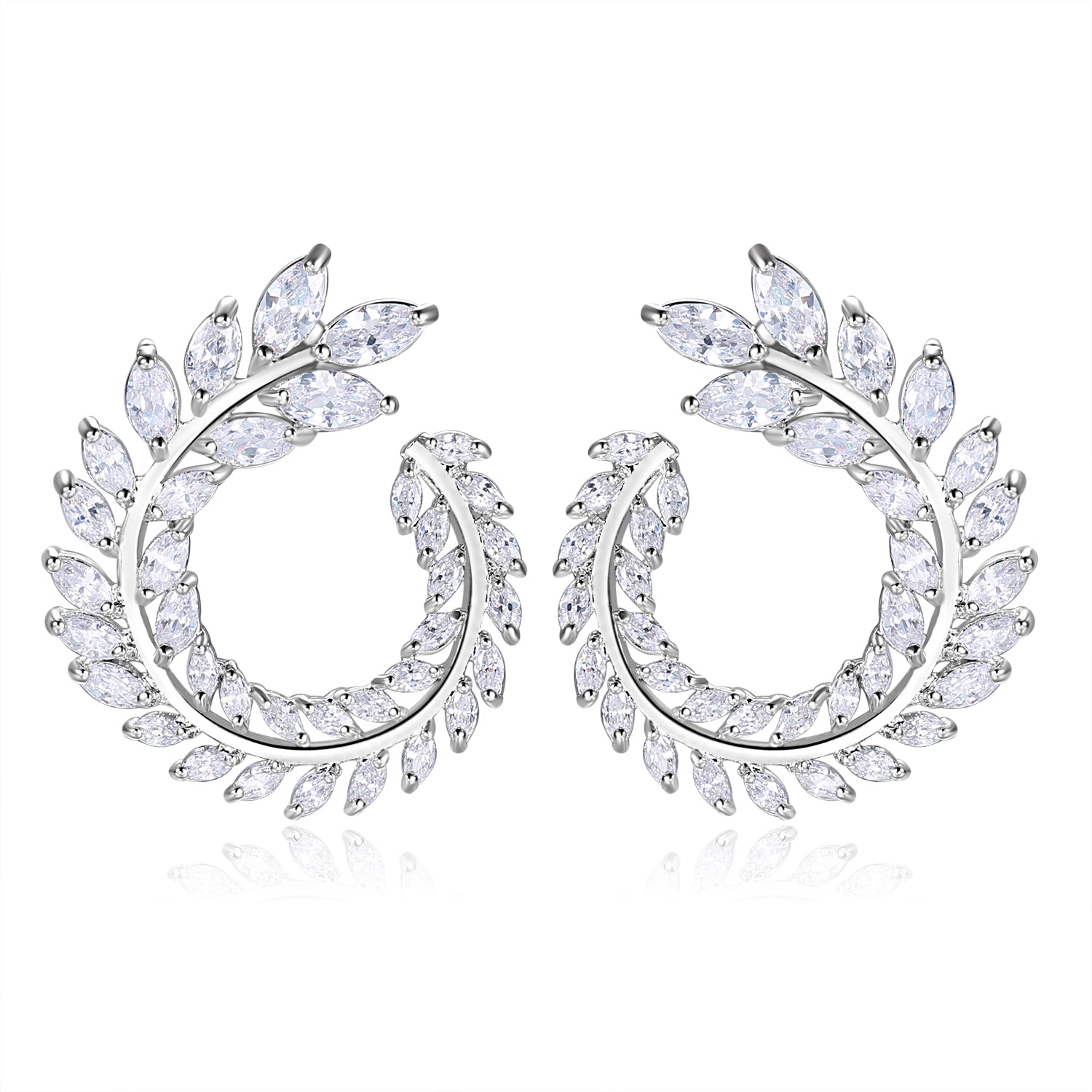 Ella Designer Earrings in White Crystal