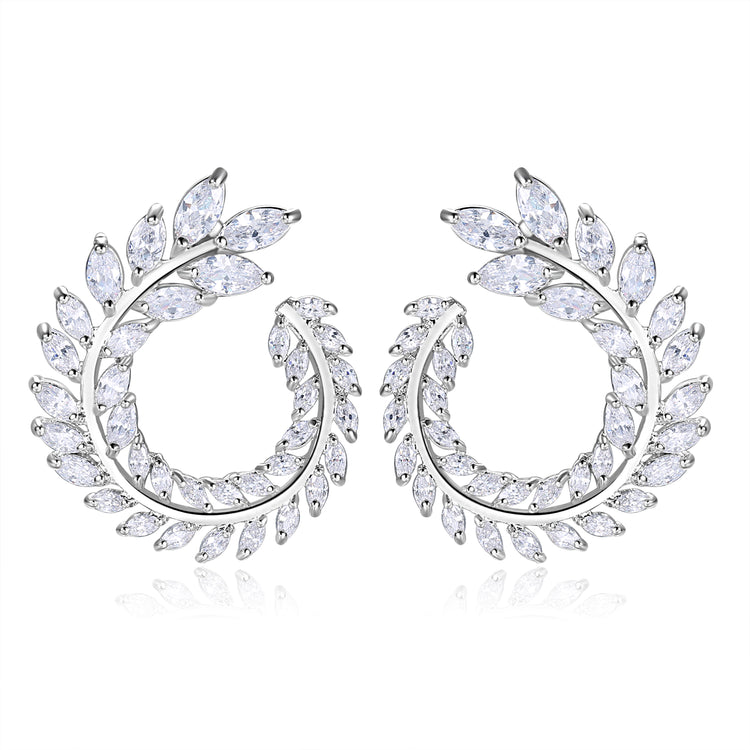 Ella Designer Earrings in White Crystal