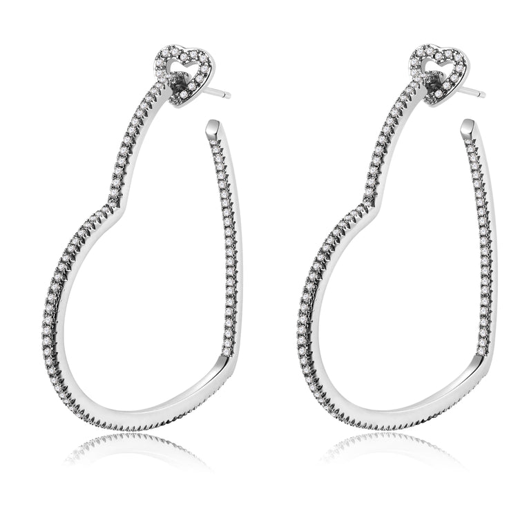 Milena Silver Heart Hoops