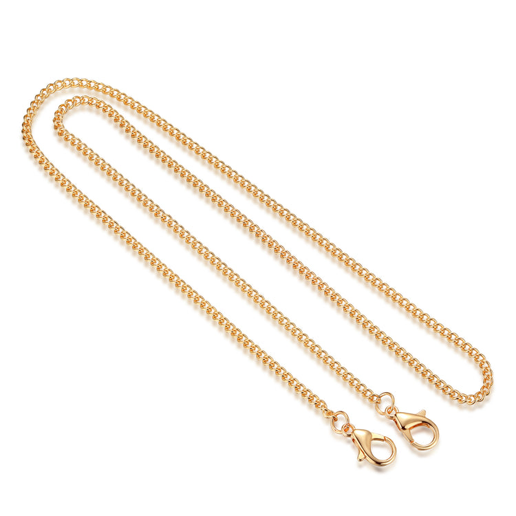 18ct Gold Gloria Mask Chain - Curb Cable Style