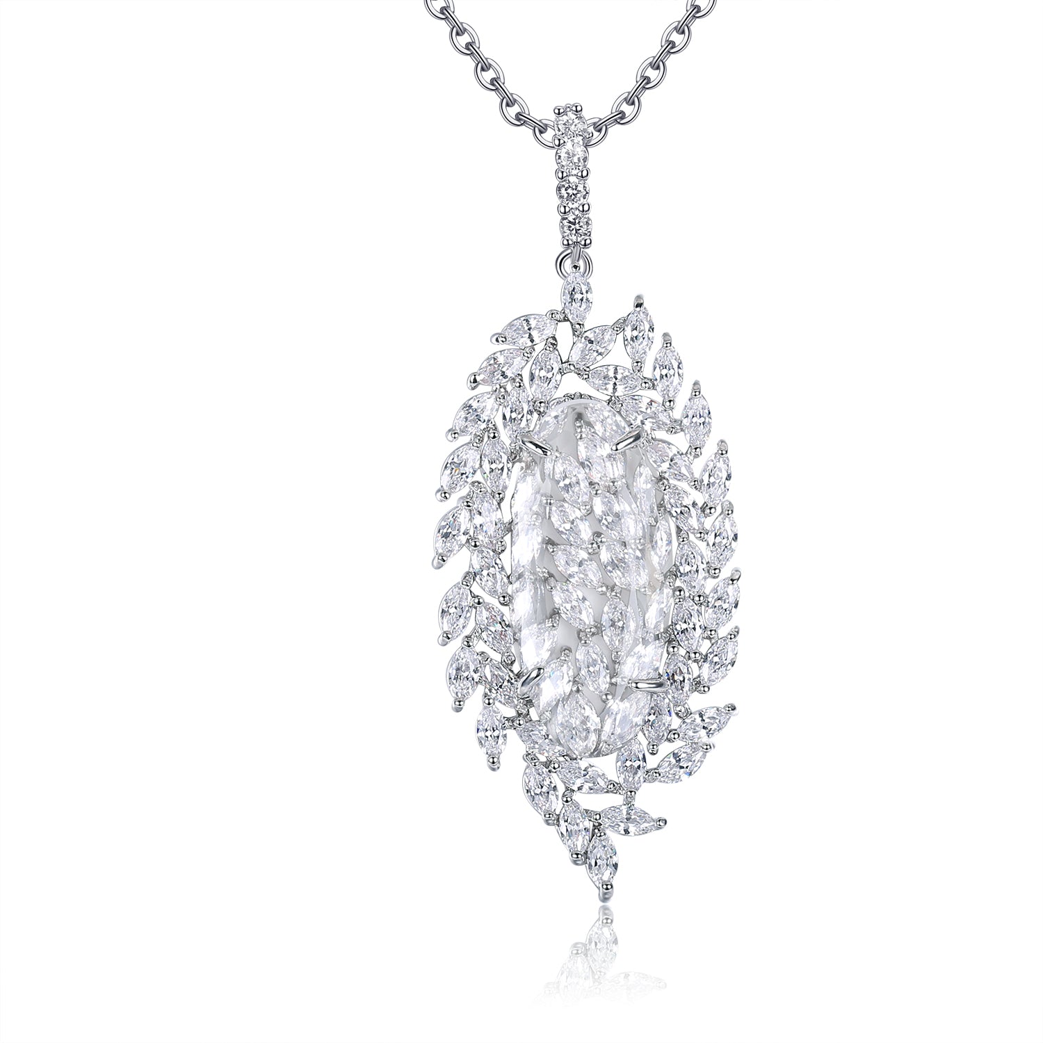 Valencia White Stone & Designer Shape CZ Pendant