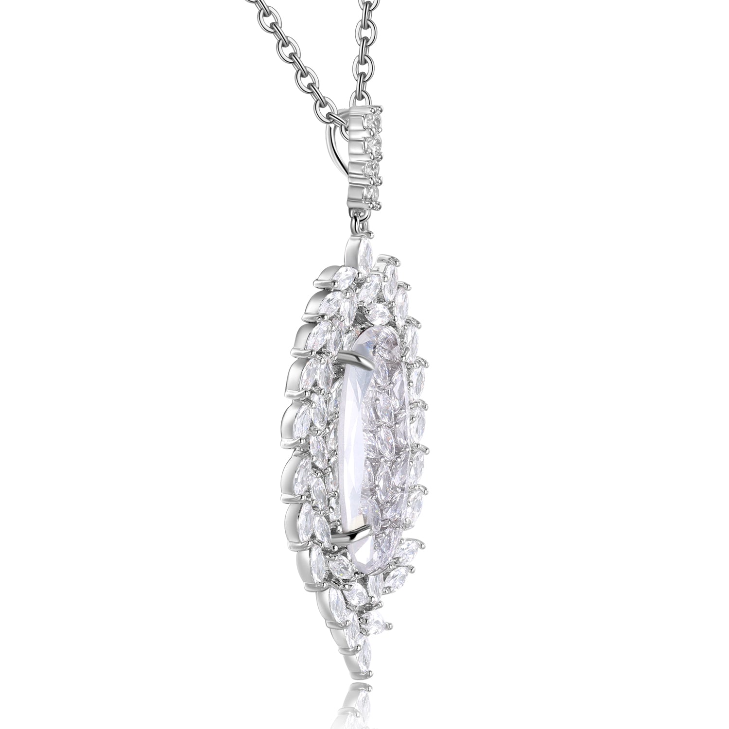 Valencia White Stone & Designer Shape CZ Pendant