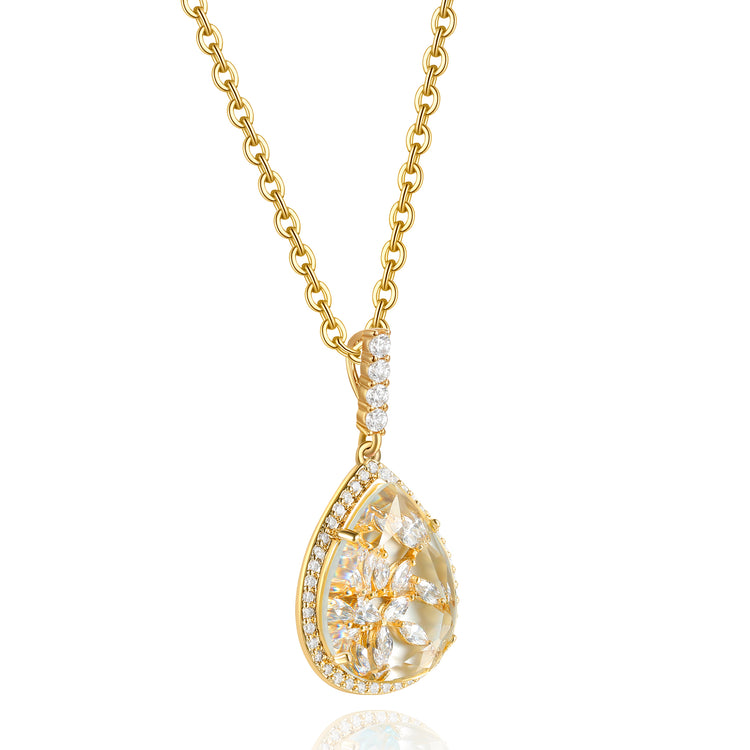 Calista Gold Clear Stone with CZ Backing Pendant