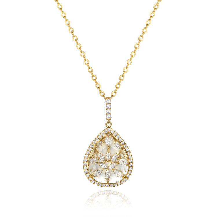 Calista Gold Clear Stone with CZ Backing Pendant
