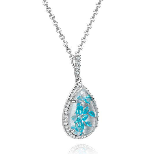 Calista Clear Stone with Blue CZ Backing Pendant