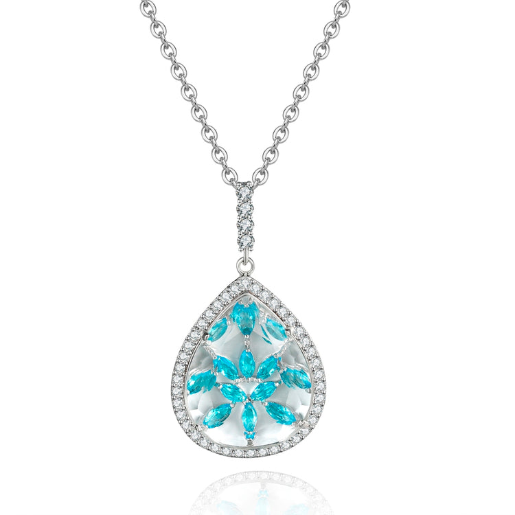 Calista Clear Stone with Blue CZ Backing Pendant