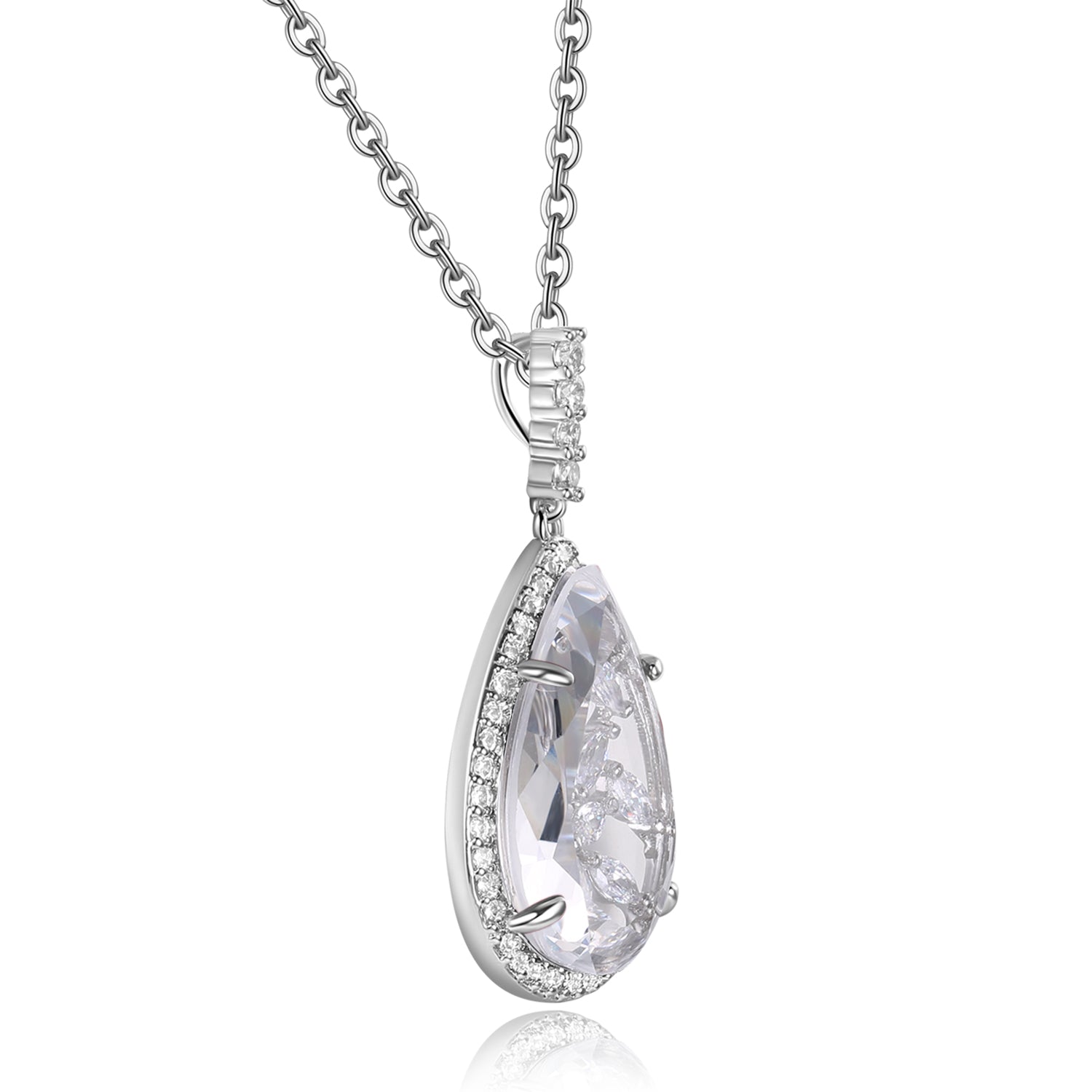 Calista Clear Stone with CZ Backing Pendant