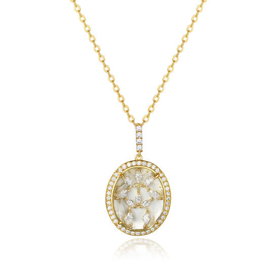 Bridget Gold Clear Stone with CZ Backing Pendant