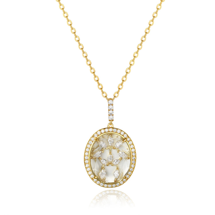 Bridget Gold Clear Stone with CZ Backing Pendant
