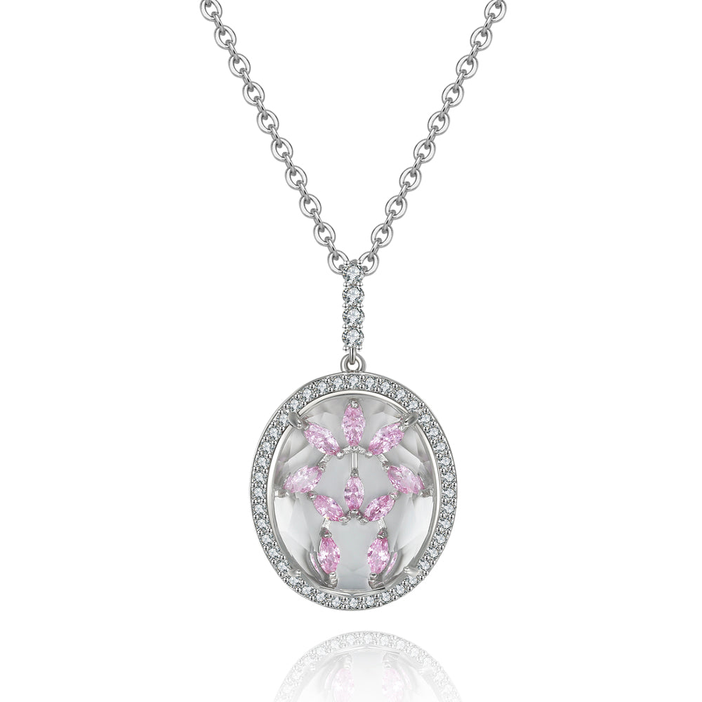 Bridget Clear Stone with Light Pink CZ Backing Pendant