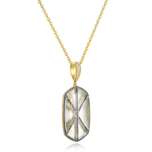 Audra Gold Pendant with Blue Crystal Stone