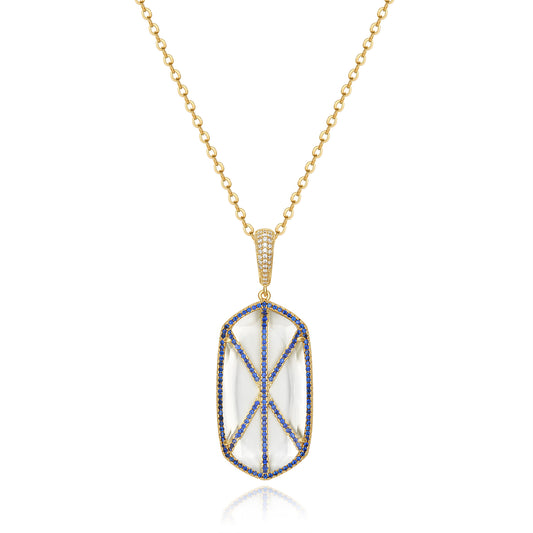 Audra Gold Pendant with Blue Crystal Stone