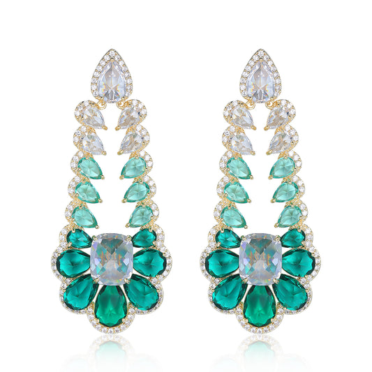 Emily Designer Earrings with Green Cubic Zirconia