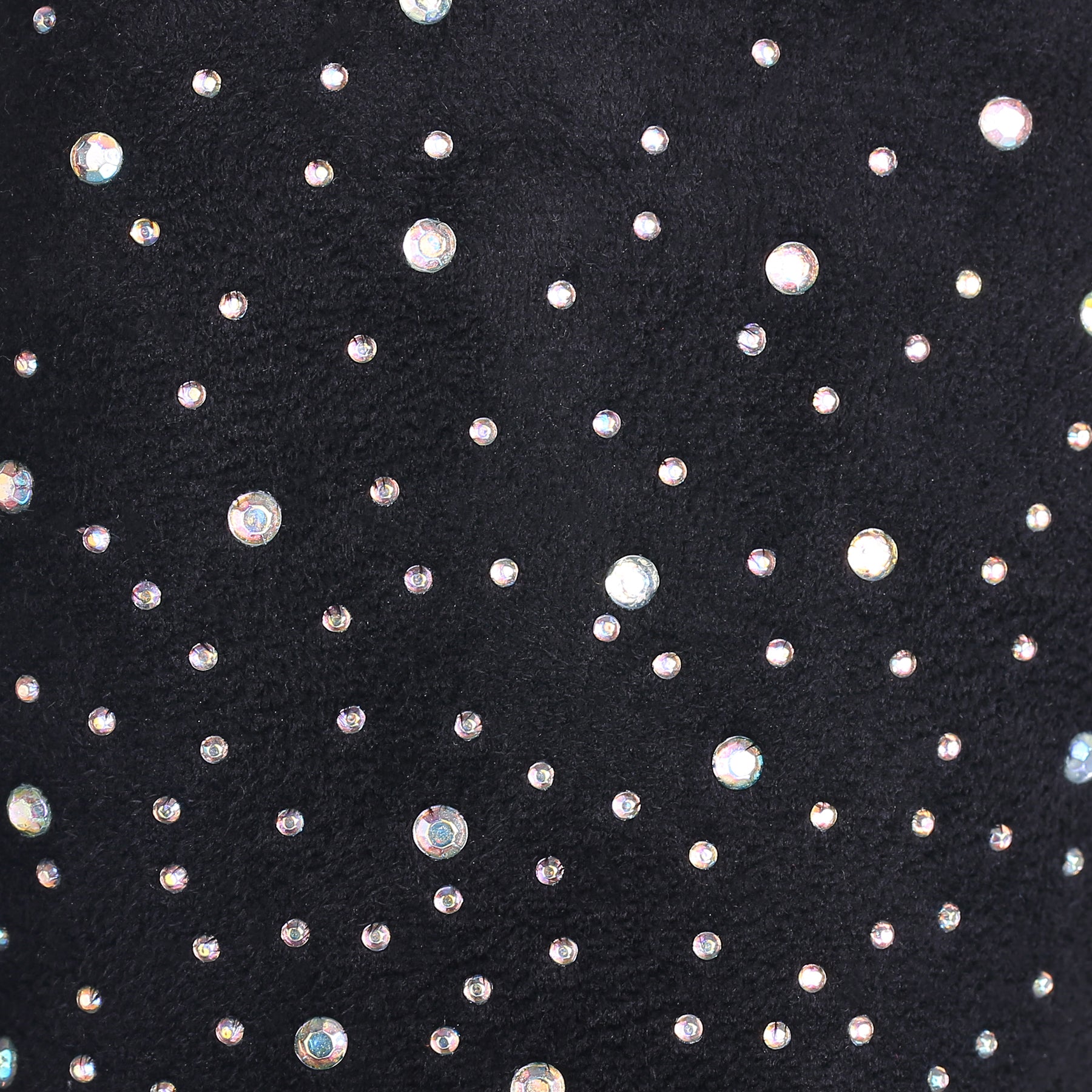 Audrey Faux Fur Gloves in Black with AB White Crystals