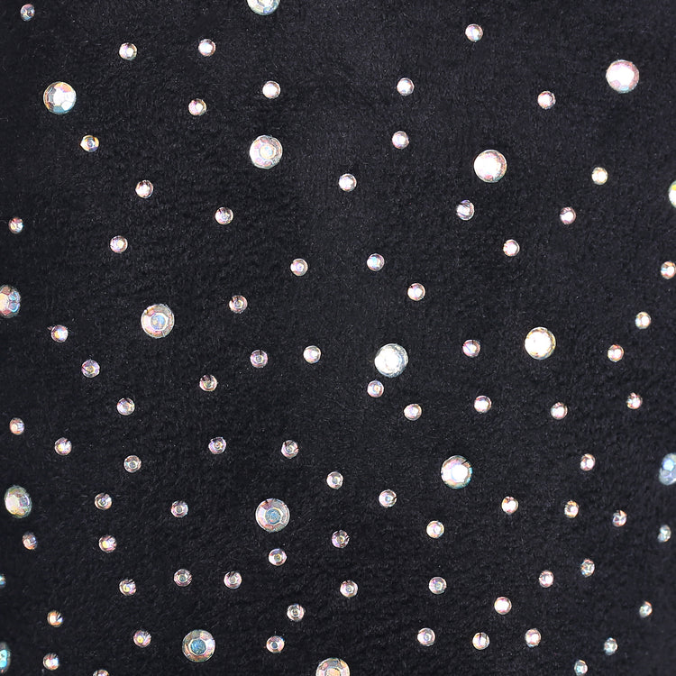 Audrey-Kunstpelzhandschuhe in Schwarz mit AB-weißen Kristallen