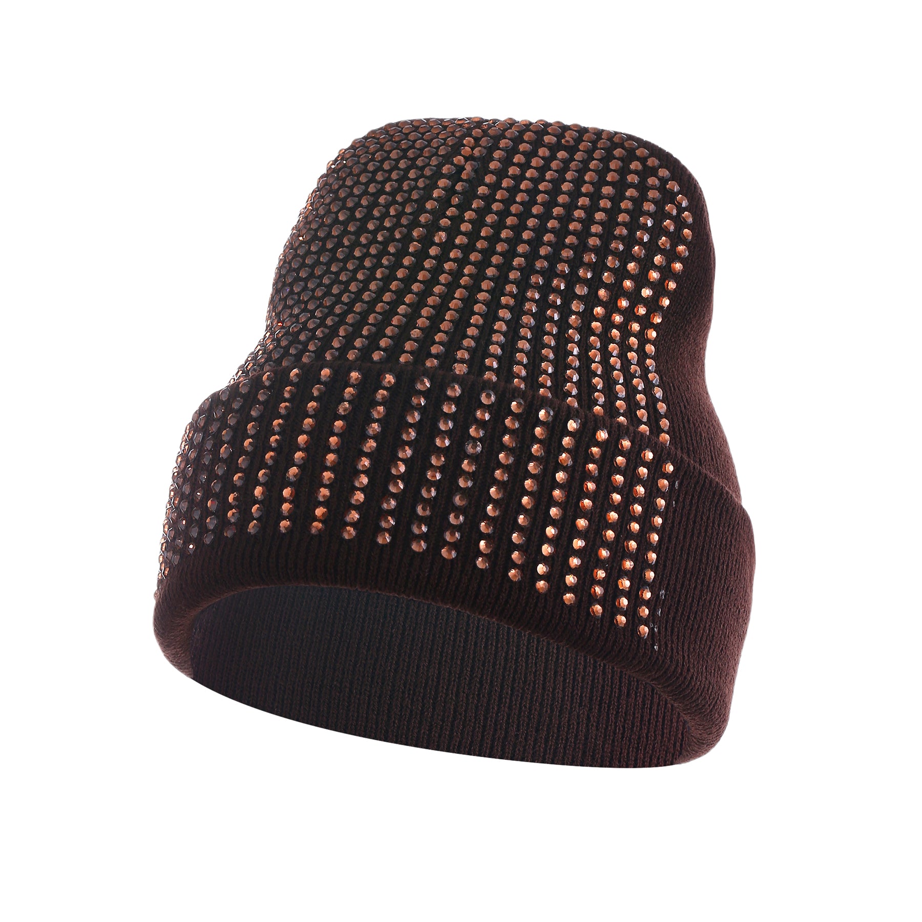 Scarlet Beanie in Brown with Gold Crystals