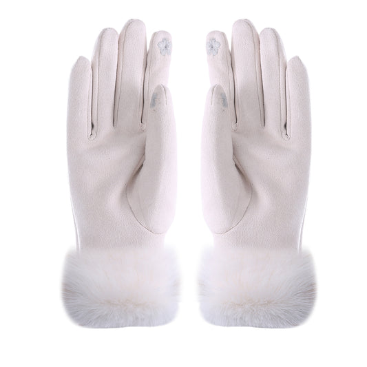 Audrey Faux Fur Gloves in Cream